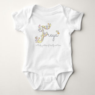 Freya girls name decorative custom meaning baby bodysuit