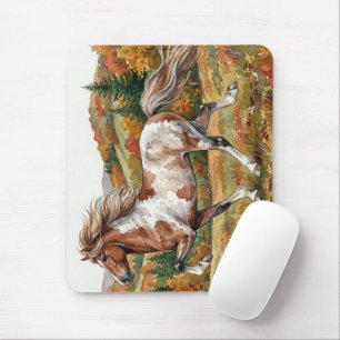 Freya Icelandic Horse in Autumn Forest Mouse Pad
