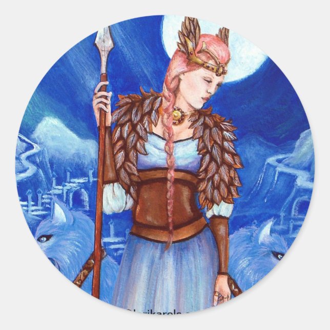 Freya Norse Goddess Classic Round Sticker (Front)