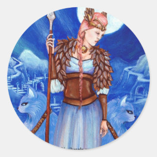 Freya Norse Goddess Classic Round Sticker
