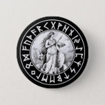 Freya Rune Shield On Blk Button at Zazzle