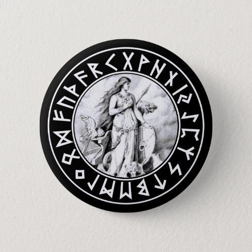 Freya Rune Shield on Blk Button