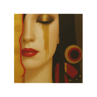 Freya's golden tears with dark hair wood wall art