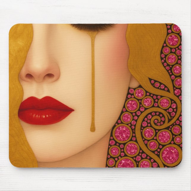 Freya's heartache golden tears in pink motif mouse pad (Front)