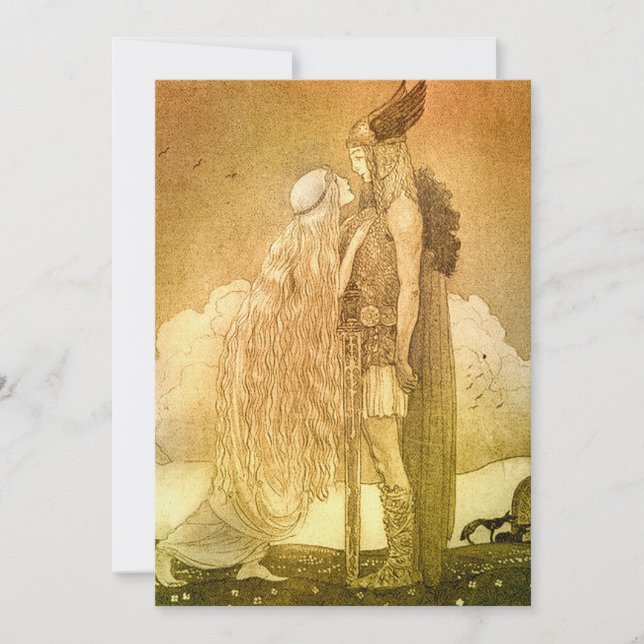 Freyja and Svipdag by John Bauer 1911 Invitation (Front)