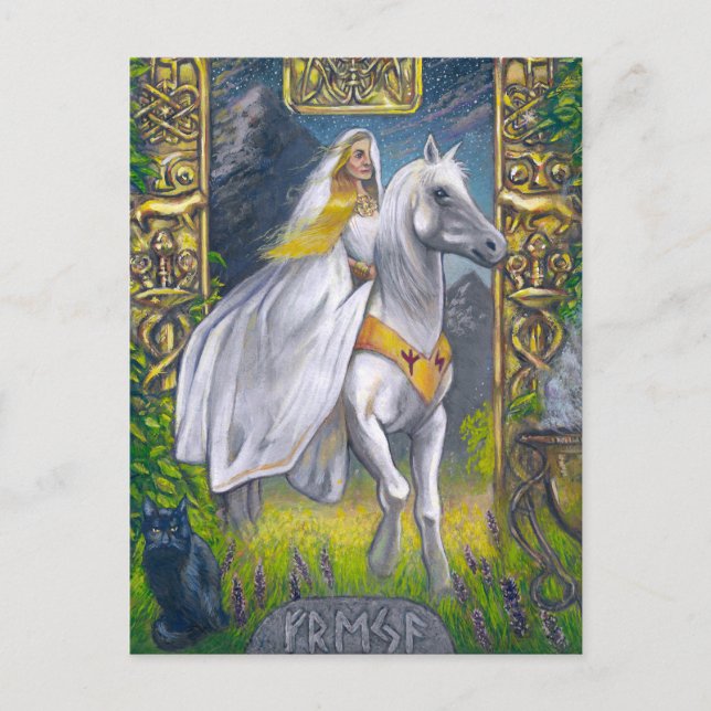 Freyja Rides through the Gates of Folkvangr Postcard (Front)