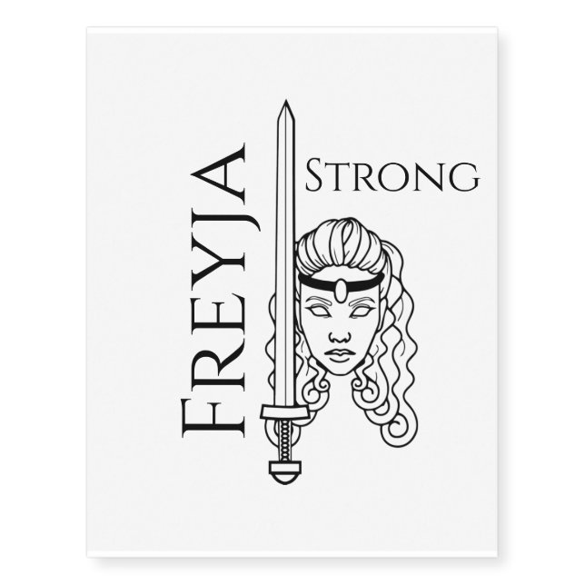 freyja strong norse viking pagan mythology temporary tattoos (Front)