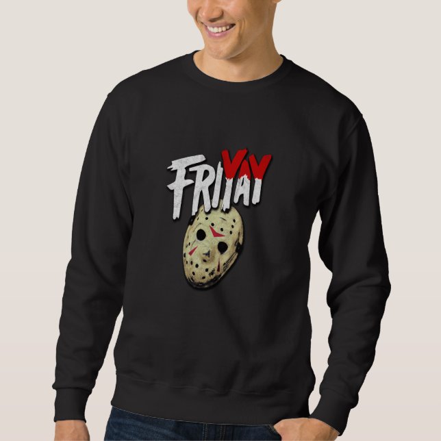 FRI YAY friyay goth horror fan parody retro hockey Sweatshirt (Front)