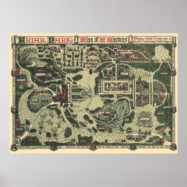 Friar Park Map Poster c. 1914 | Vintage Estate Map (Front)