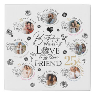 `FriBirthday Photo Collage Faux Canvas Print