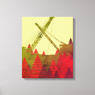 FRICTION CRANE OPERATOR FALL COLORS FANTASY ART CANVAS PRINT