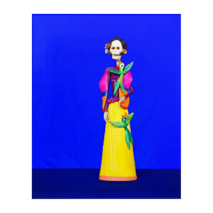 Frida Catrina on a blue bk Acrylic Wall Art