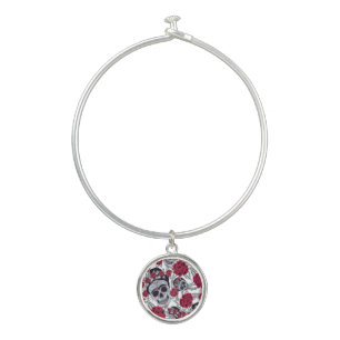 Frida Kahlo  and roses  Bangle Bracelet