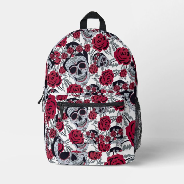 Frida Kahlo  and roses  Printed Backpack (Front)