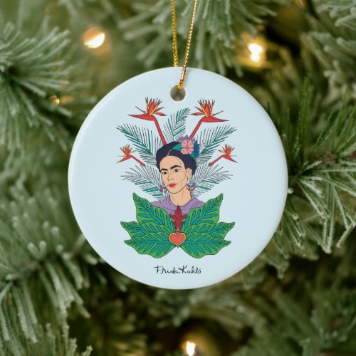 Frida Kahlo  Birds of Paradise Floral Graphic Ceramic Ornament