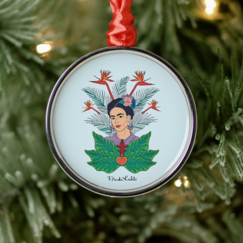 Frida Kahlo  Birds of Paradise Floral Graphic Metal Ornament