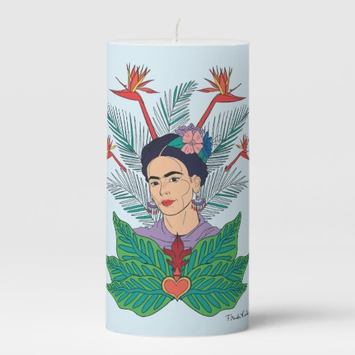 Frida Kahlo  Birds of Paradise Floral Graphic Pillar Candle