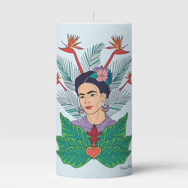 Frida Kahlo | Birds of Paradise Floral Graphic Pillar Candle (Front)