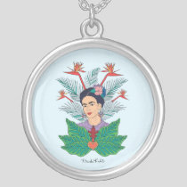 Frida Kahlo | Birds of Paradise Floral Graphic Silver Plated Necklace