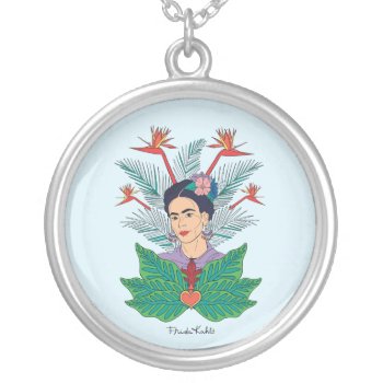 Frida Kahlo | Birds Of Paradise Floral Graphic Silver Plated Necklace by fridakahlo at Zazzle