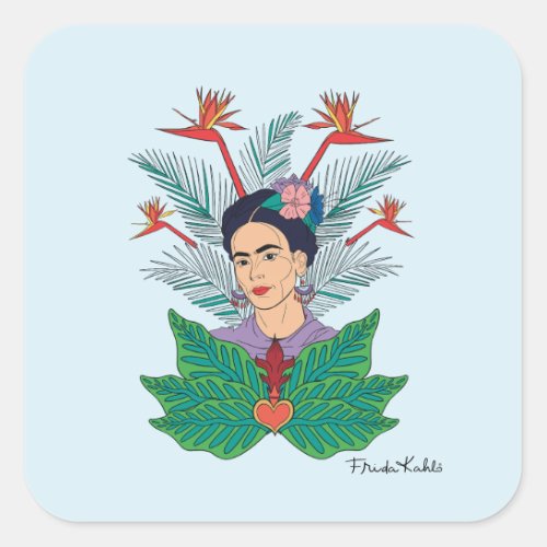 Frida Kahlo  Birds of Paradise Floral Graphic Square Sticker
