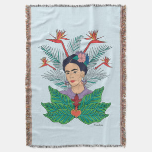 Frida Kahlo Birds of Paradise Floral Graphic Throw Blanket
