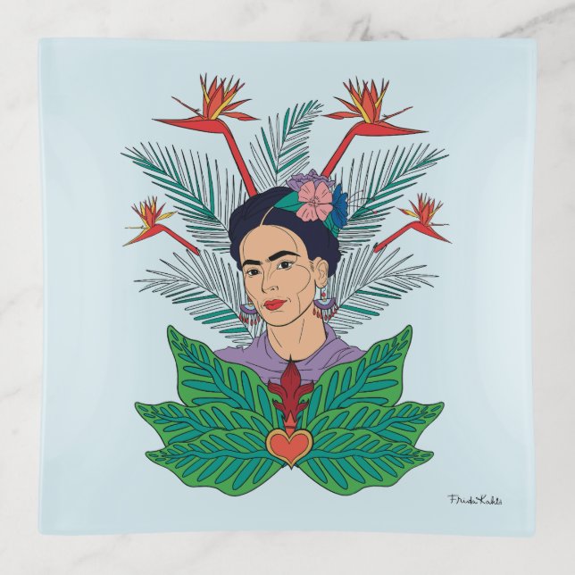 Frida Kahlo | Birds of Paradise Floral Graphic Trinket Tray (Front)