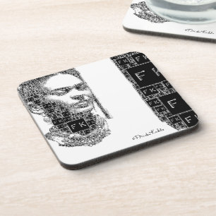 Frida Kahlo Black and White Portrait Beverage Coaster
