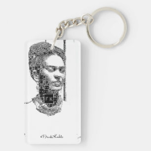 Frida Kahlo Black and White Portrait Keychain