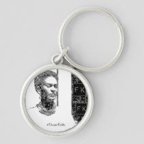 Frida Kahlo Black and White Portrait Keychain