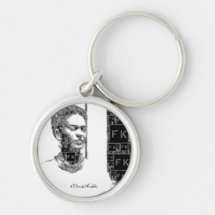 Frida Kahlo Black and White Portrait Keychain