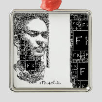 Frida Kahlo Black and White Portrait Metal Ornament