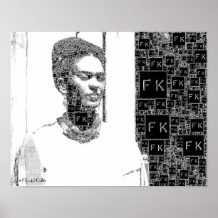 Frida Kahlo Black and White Portrait Poster