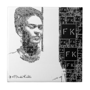 Frida Kahlo Black and White Portrait Tile