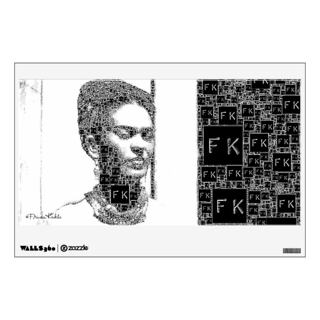 Frida Kahlo Black and White Portrait Wall Sticker (Front)