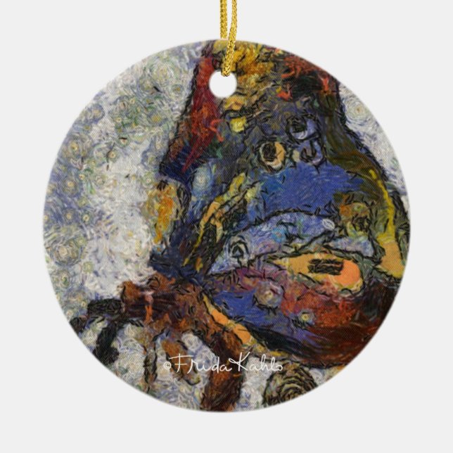 Frida Kahlo Butterfly Monet Inspired Ceramic Ornament (Front)