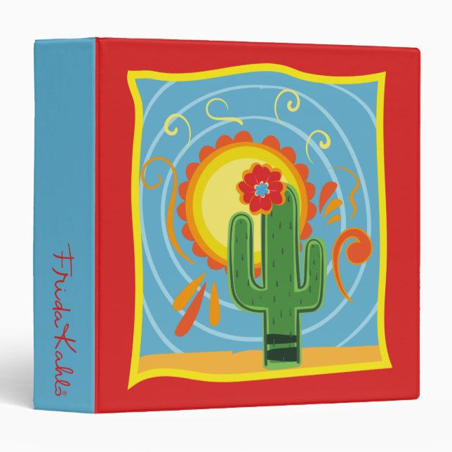 Frida Kahlo Cactus Graphic 3 Ring Binder (Front/Spine)