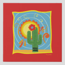 Frida Kahlo Cactus Graphic Faux Canvas Print
