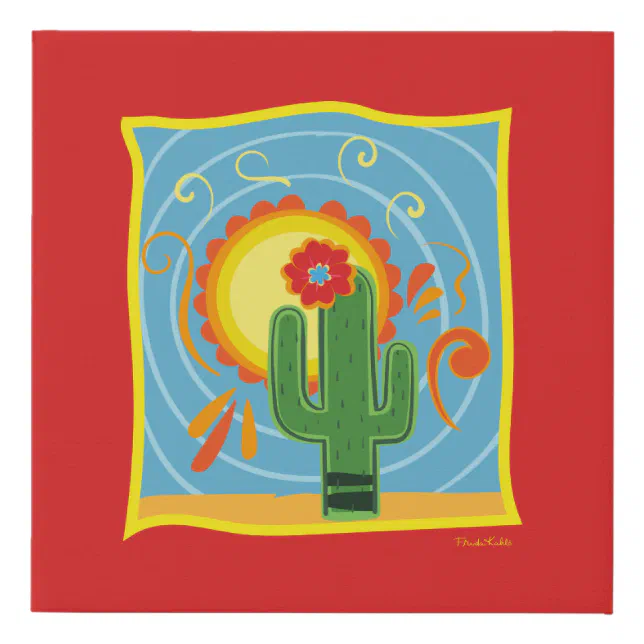 Frida Kahlo Cactus Graphic Faux Canvas Print