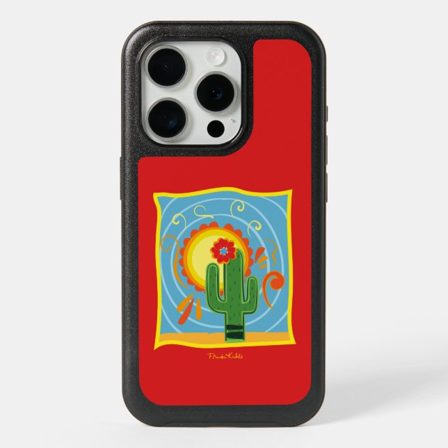 Frida Kahlo Cactus Graphic iPhone 15 Pro Case (Back)