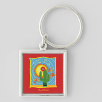 Frida Kahlo Cactus Graphic Keychain