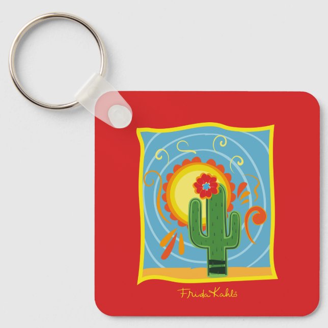 Frida Kahlo Cactus Graphic Keychain (Front)