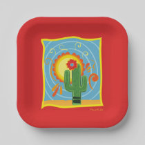 Frida Kahlo Cactus Graphic Paper Plates
