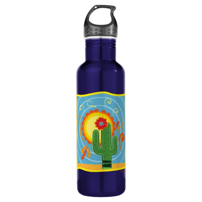 Frida Kahlo Cactus Graphic Stainless Steel Water Bottle (Front)