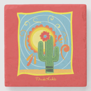 Frida Kahlo Cactus Graphic Stone Coaster