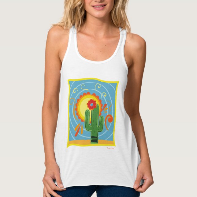 Frida Kahlo Cactus Graphic Tank Top (Front)