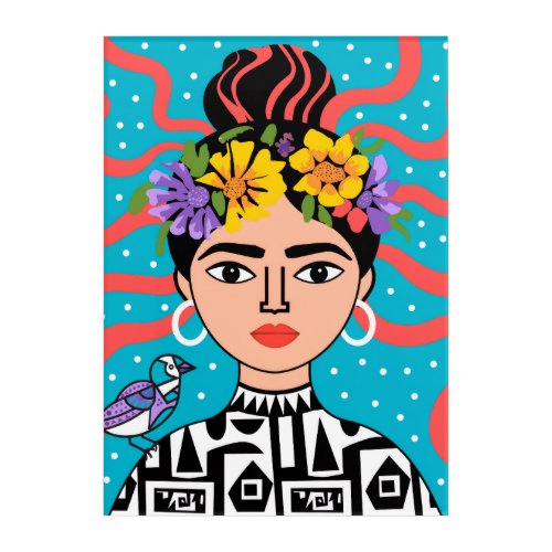 Frida Kahlo Canvas Wall Art | Boho Folk Art Print