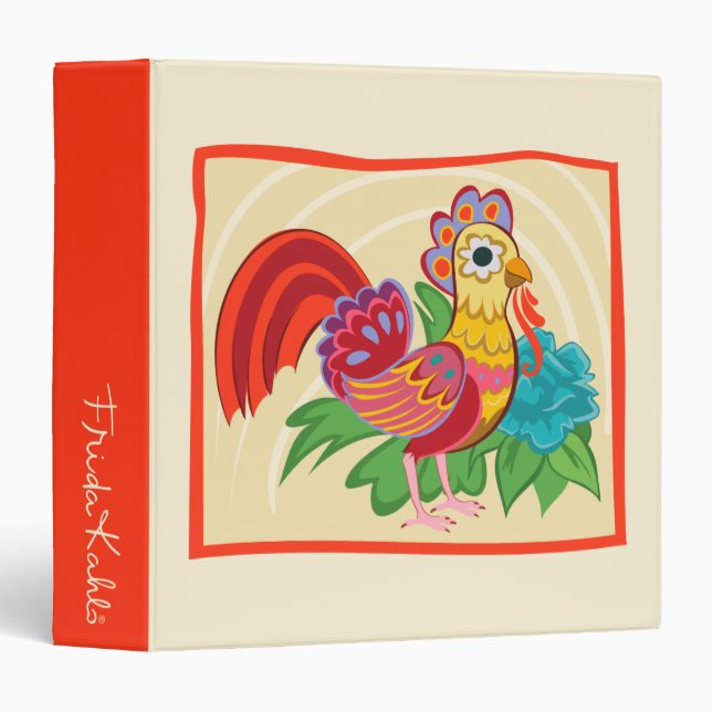 Frida Kahlo Chicken Graphic 3 Ring Binder (Front/Spine)