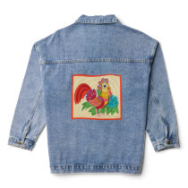 Frida Kahlo Chicken Graphic Denim Jacket