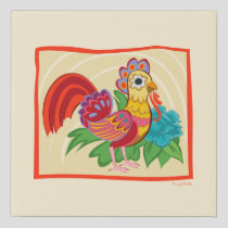 Frida Kahlo Chicken Graphic Faux Canvas Print